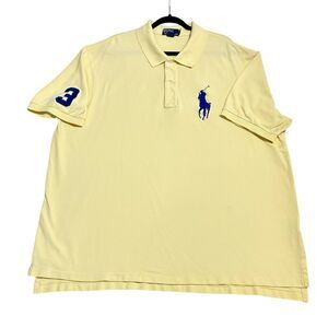 Polo Ralph Lauren Polo Shirt Yellow With Blue Pony 3 Short Sleeve
